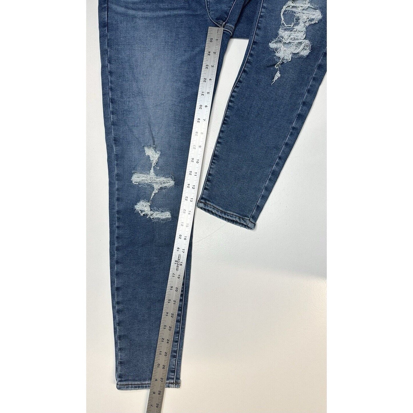 American Eagle Jeans 10 Hi Rise Jegging Next Level Stretch Blue Distress Grunge