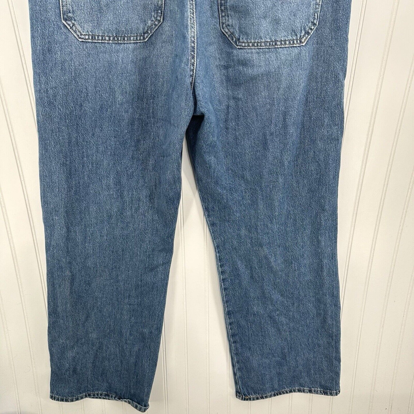 Levis Overalls Womens Large Wide Straight Leg Blue Denim Bibs 90s Y2K *Flaw