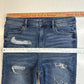 American Eagle Jeans 14 Jegging Hi Rise Next Level Blue Denim Distressed Patches