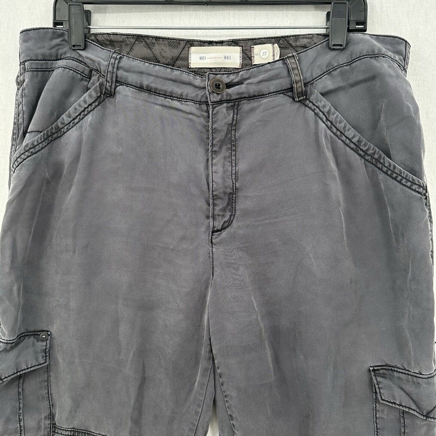 HEI HEI Anthropologie Pants Womens 32 14 Gray Cargo Lyocell Tencel Beach Lounge