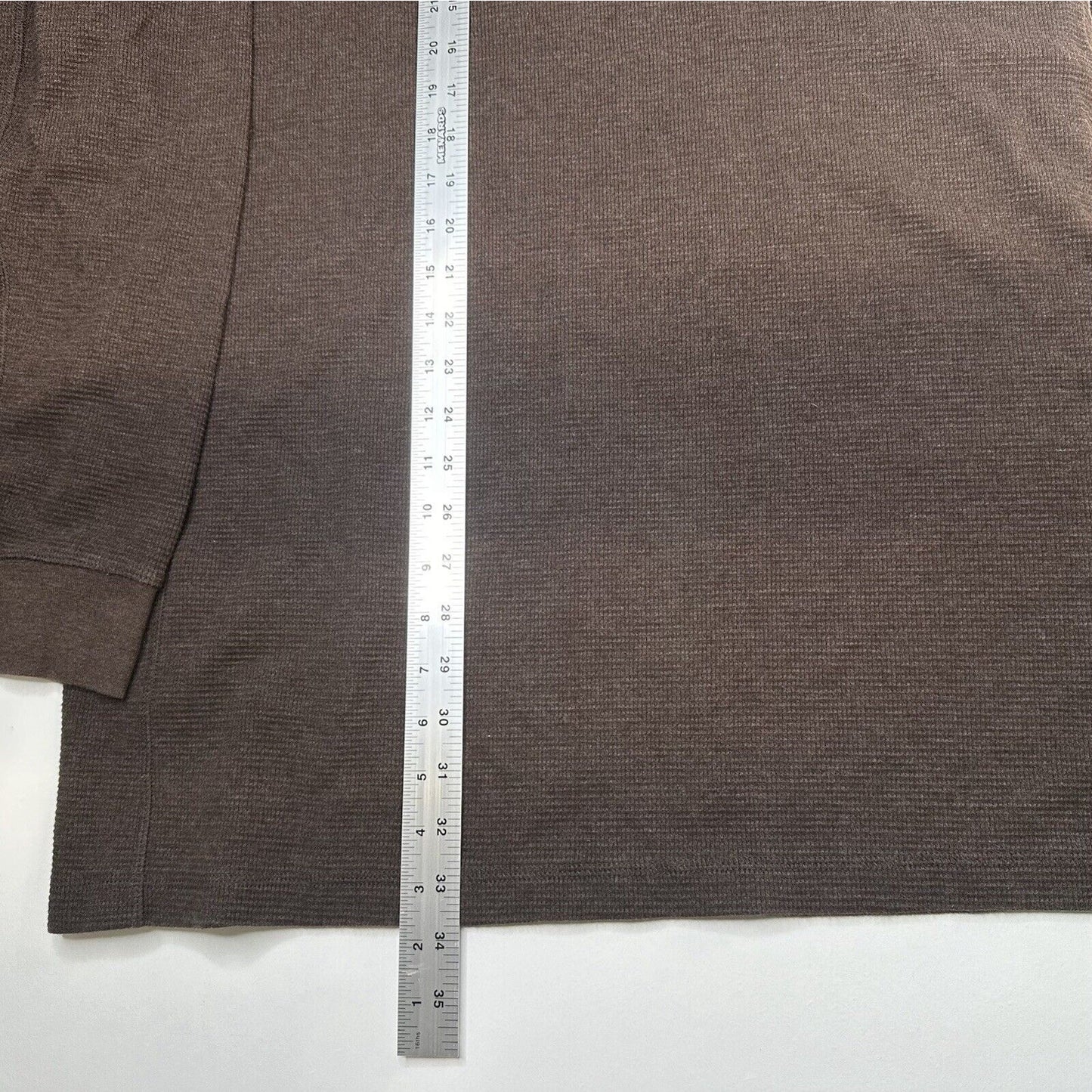 Duluth Trading Shirt Mens 2XL Henley Waffle Knit Thermal Brown Long Sleeve Work