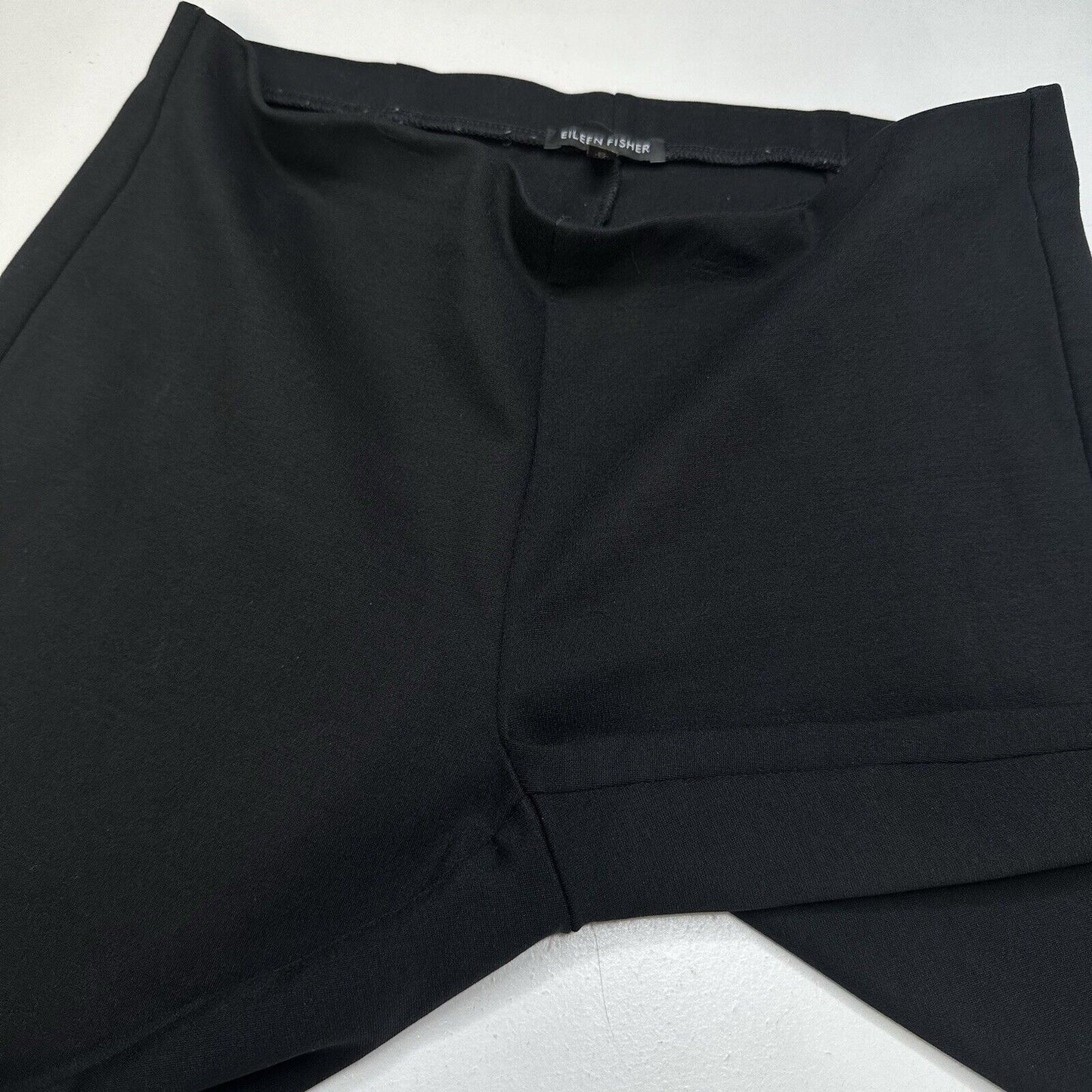 Eileen Fisher Pants Small Slim Ankle Black Pull On Zip Hems Contemporary EUC