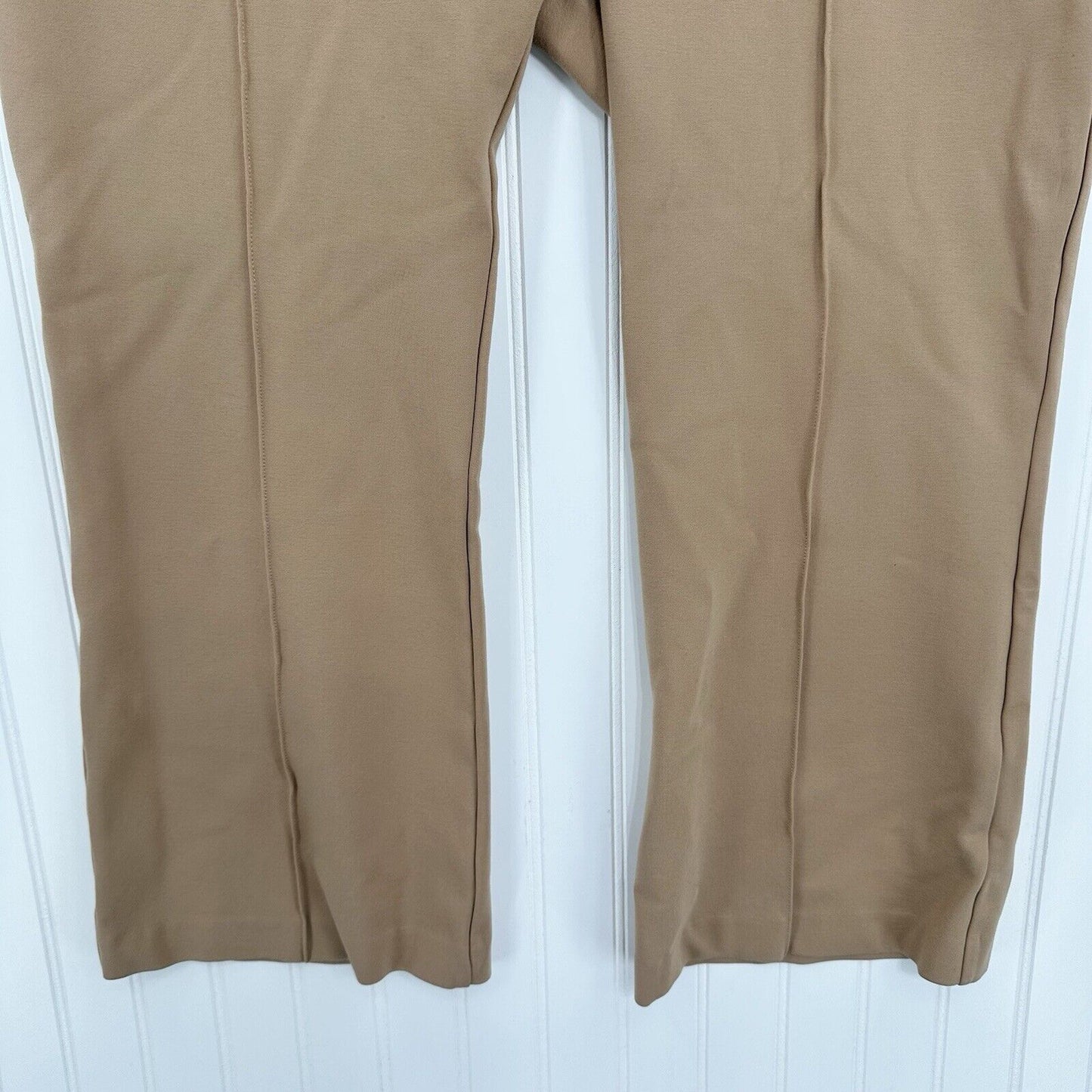 Express Pants Womens XL Columnist Wide Leg Crop High Rise Tan Ponte Career