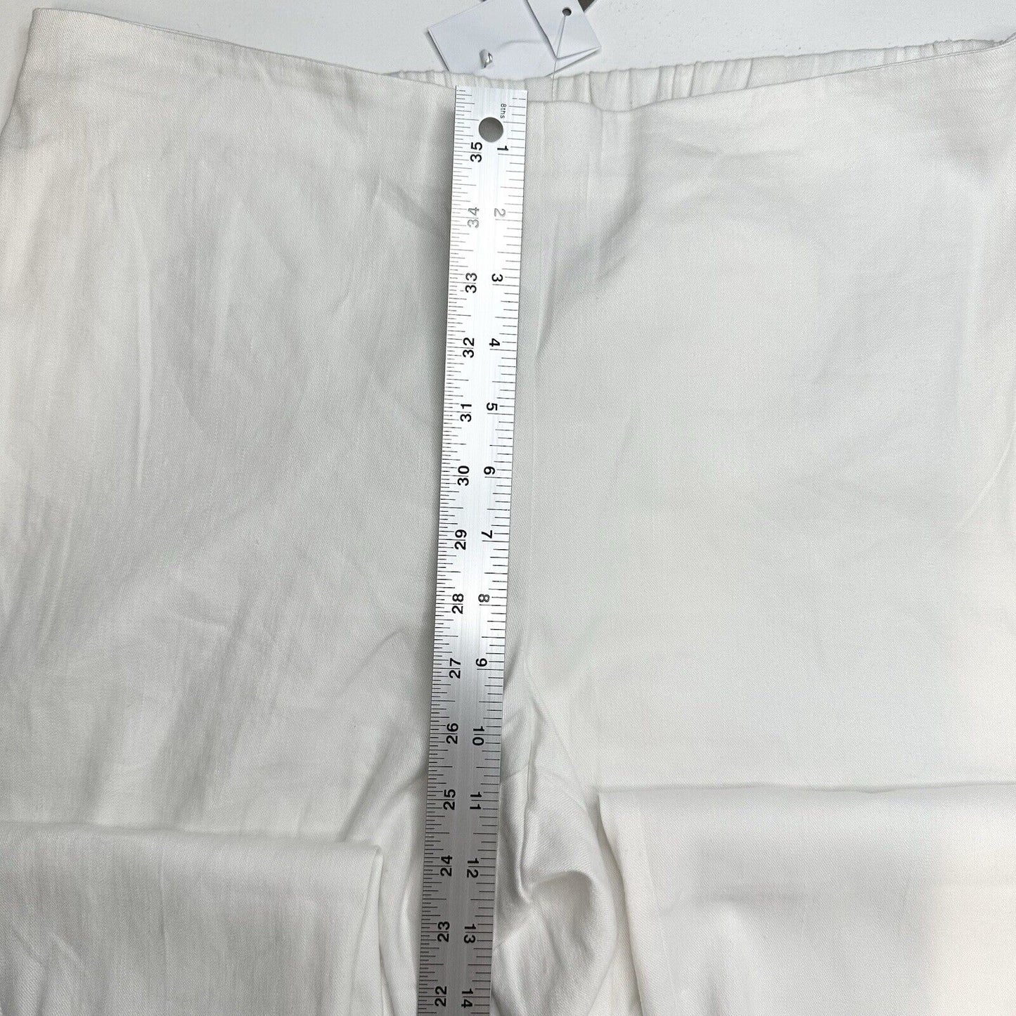 J Jill Pants Womens Large Linen White Straight Ankle Coastal Beach Minimal NEW