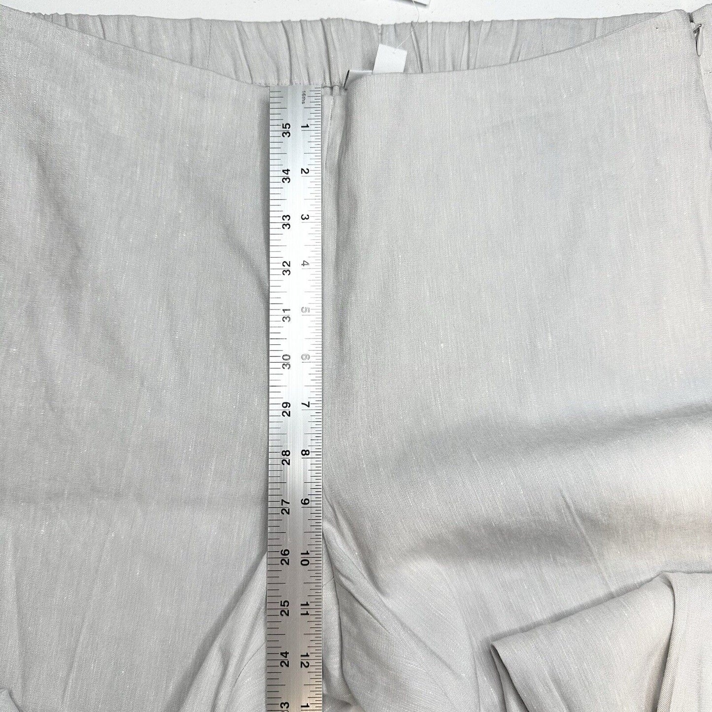 J Jill Pants Women Large Linen White Straight Ankle Coastal Beach Minimalist NEW