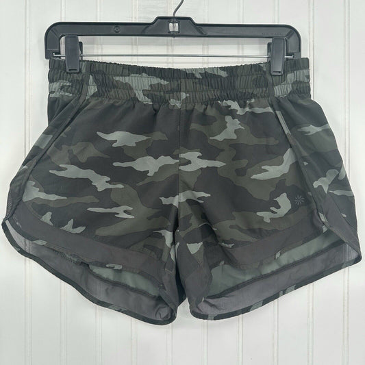 Athleta Shorts Womens Small Mesh Racer Run 4" Short Green Camo Beach Light EUC