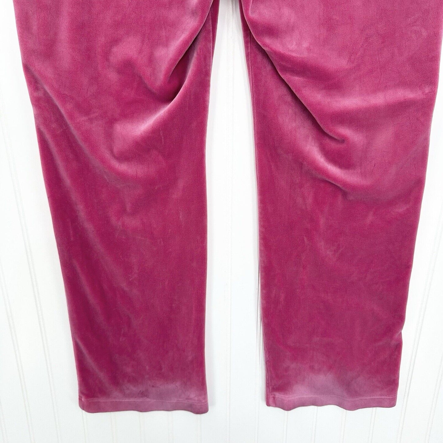 Juicy Couture Velour Pants XL Pink Wide Leg Pull On Lounge Y2K Barbie Girly