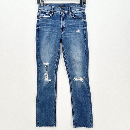 Mother Jeans Womens 26 Dazzler Ankle Fray Blue Denim Weekend Warrior Distressed