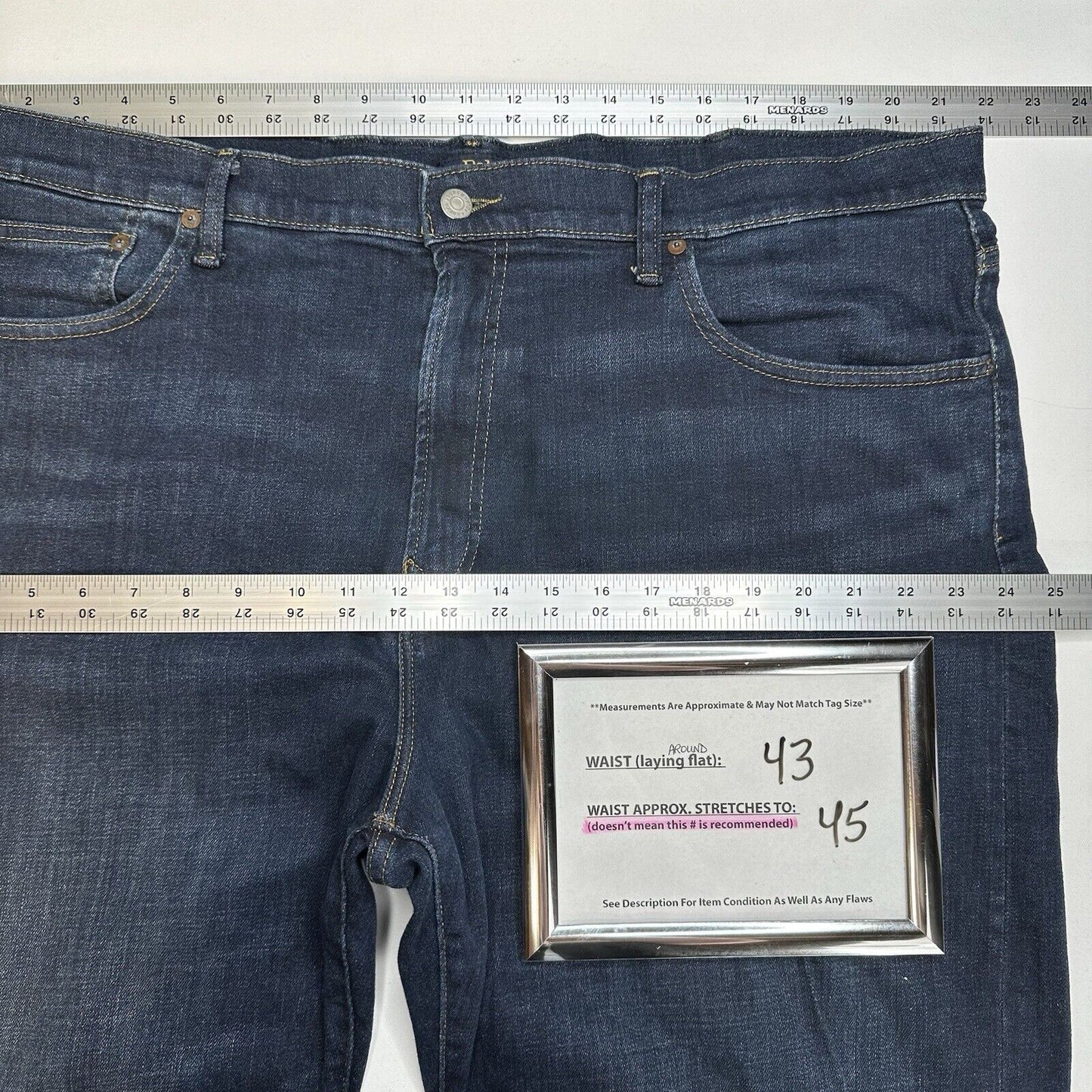 Polo Ralph Lauren Jeans Mens 44x30 Blue Prospect Straight Denim Dark Tag44x34