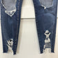 American Eagle Jeans 16 Super Hi Rise Jegging Super Stretch Blue Denim Distress