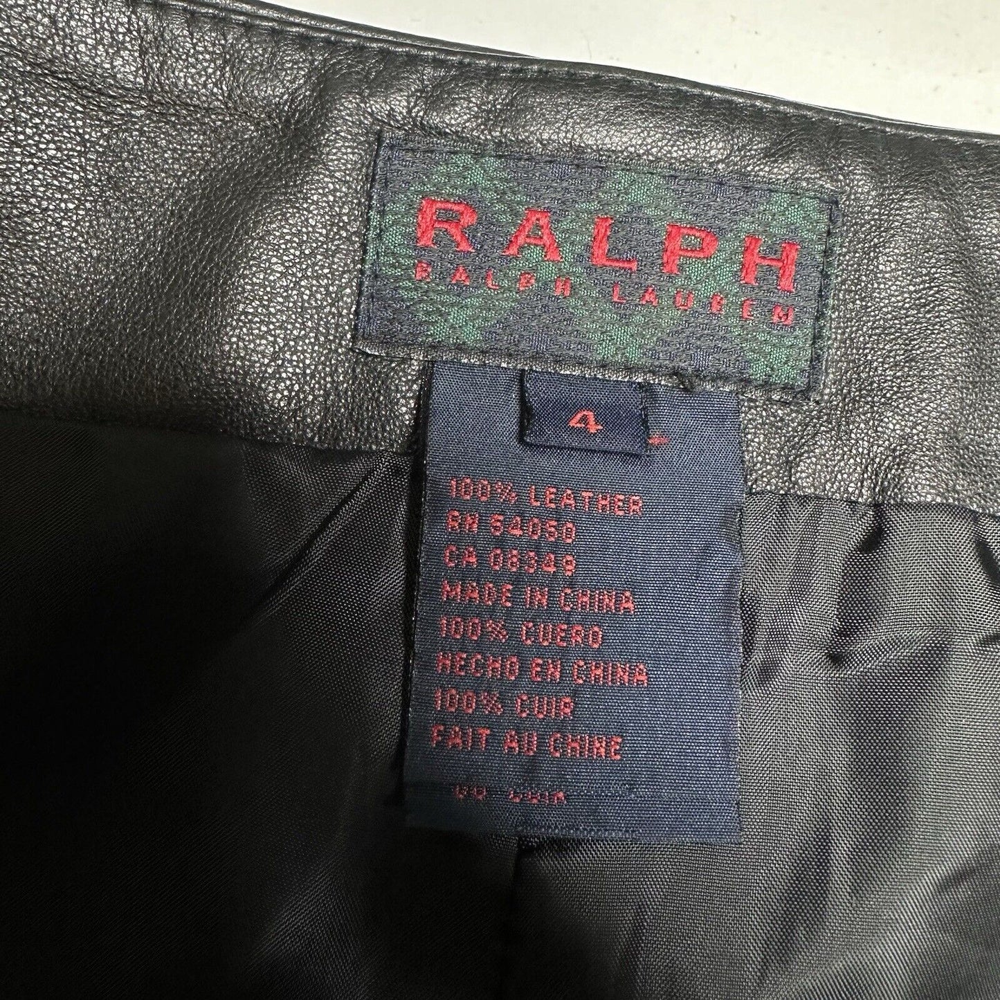 Vintage Ralph Lauren Leather Pants Womens 4 Black Bootcut Lined Moto Biker Goth