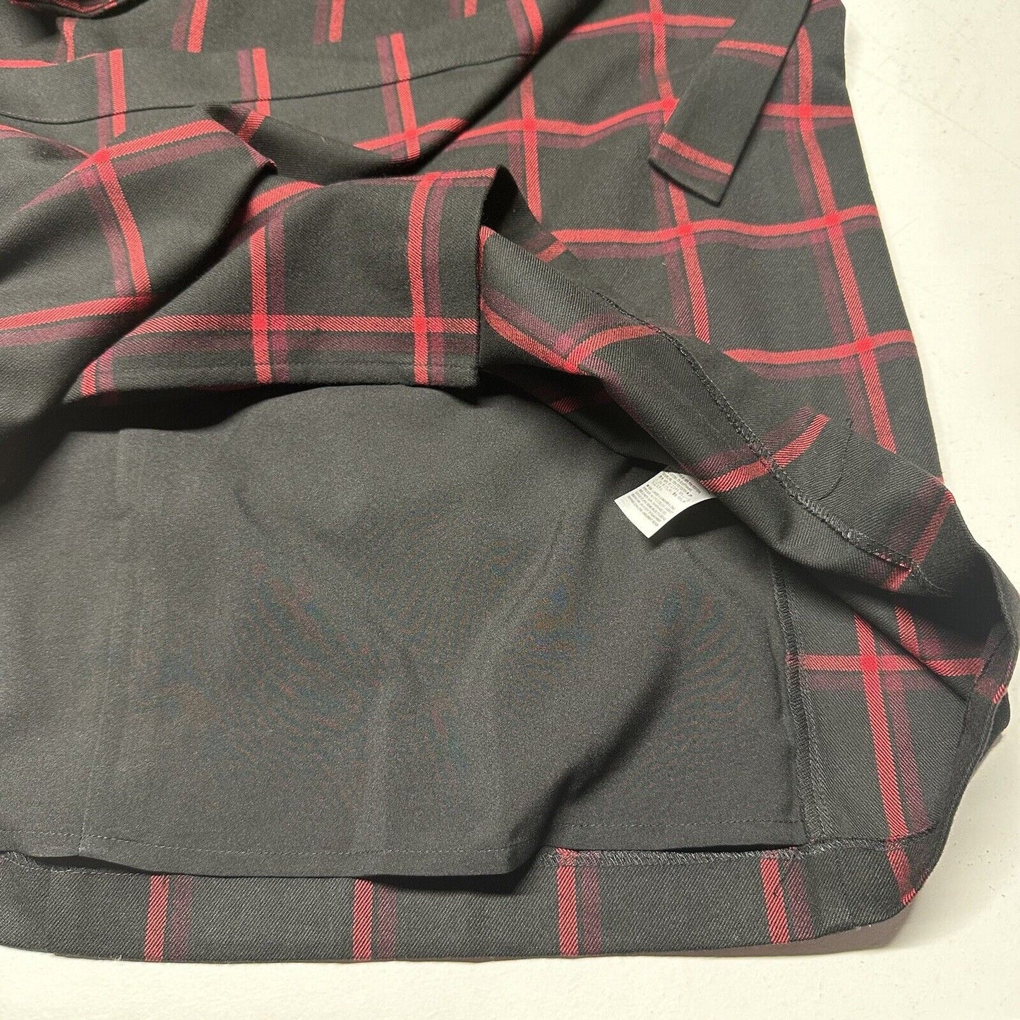 Banana Republic Skirt Women 6 Midi Red Black Plaid Faux Wrap Office Academia NEW