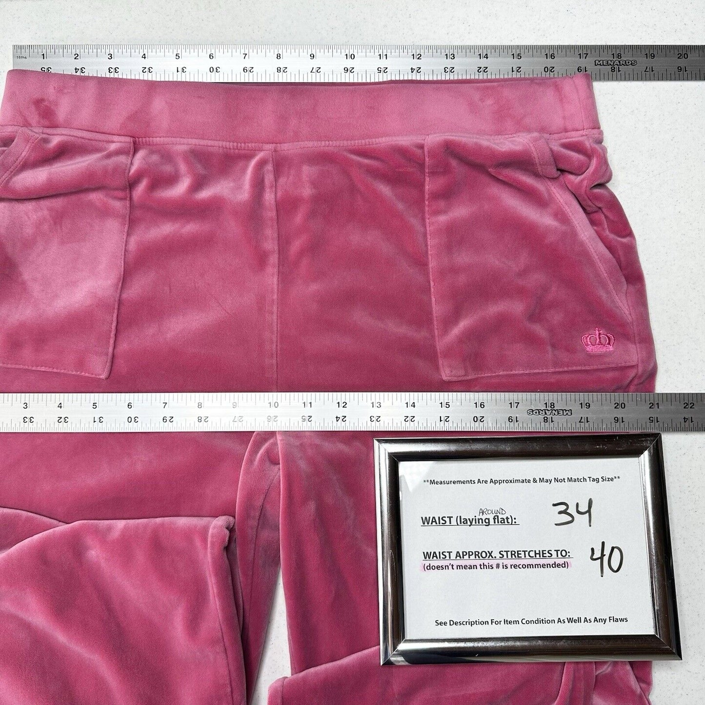 Juicy Couture Velour Pants XL Pink Wide Leg Pull On Lounge Y2K Barbie Girly