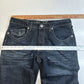 Helix Jeans Mens 34x30 Blue Bootcut Denim Dark Wash Thick Stitch 100% Cotton EUC