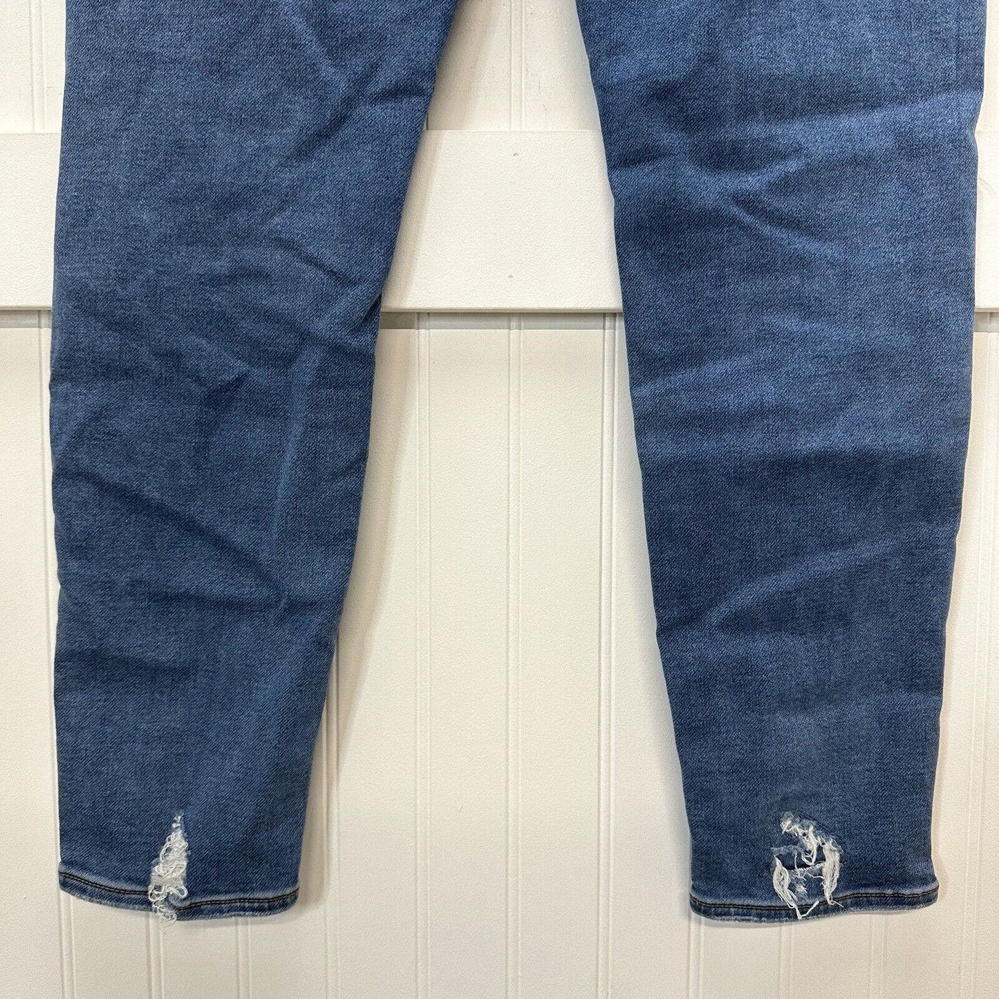 American Eagle Jeans 14 Jegging Hi Rise Next Level Blue Denim Distressed Patches