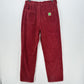 Empyre Jeans Womens Large 12 Corduroy Tori Baggy Straight Red Preppy Skater