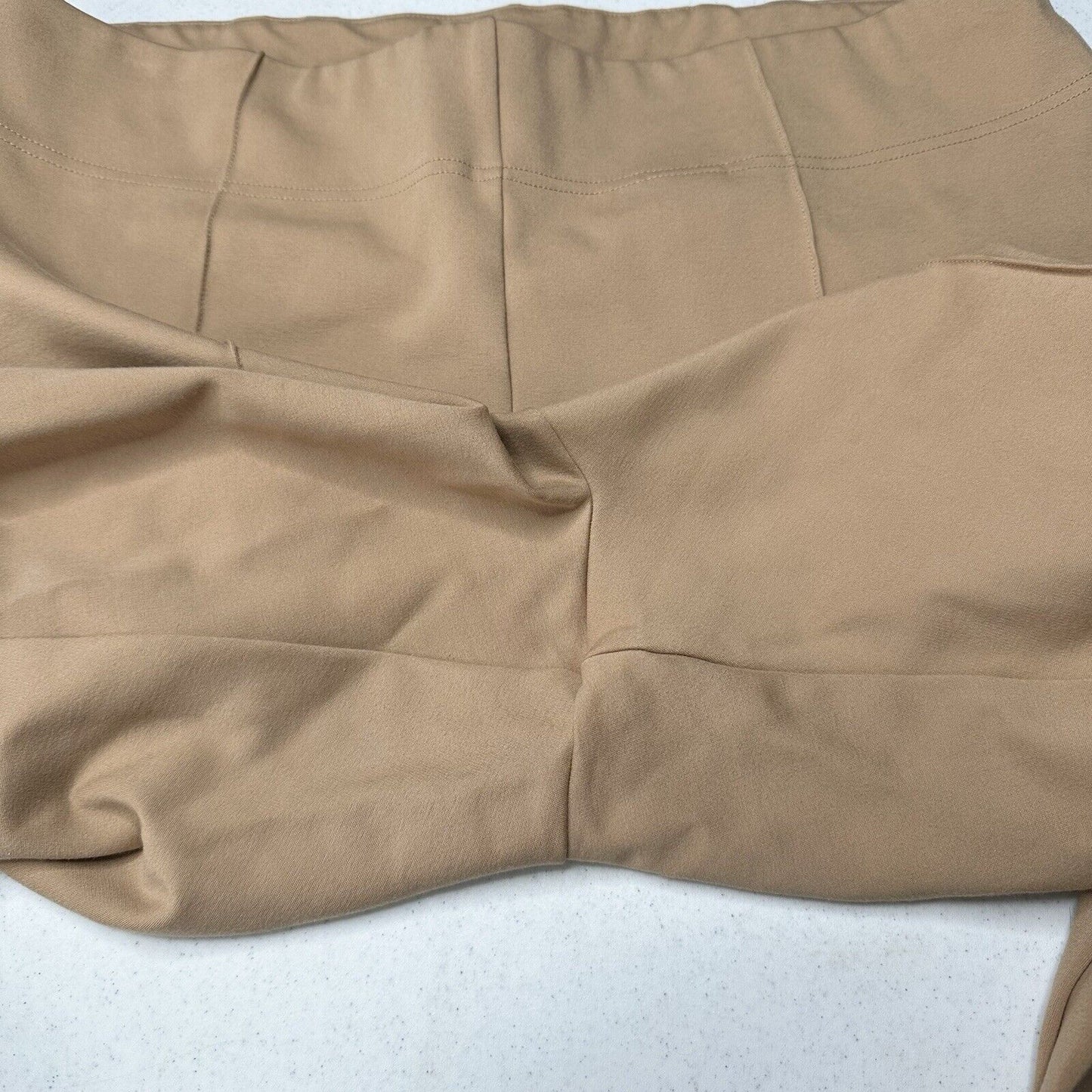 Express Pants Womens XL Columnist Wide Leg Crop High Rise Tan Ponte Career