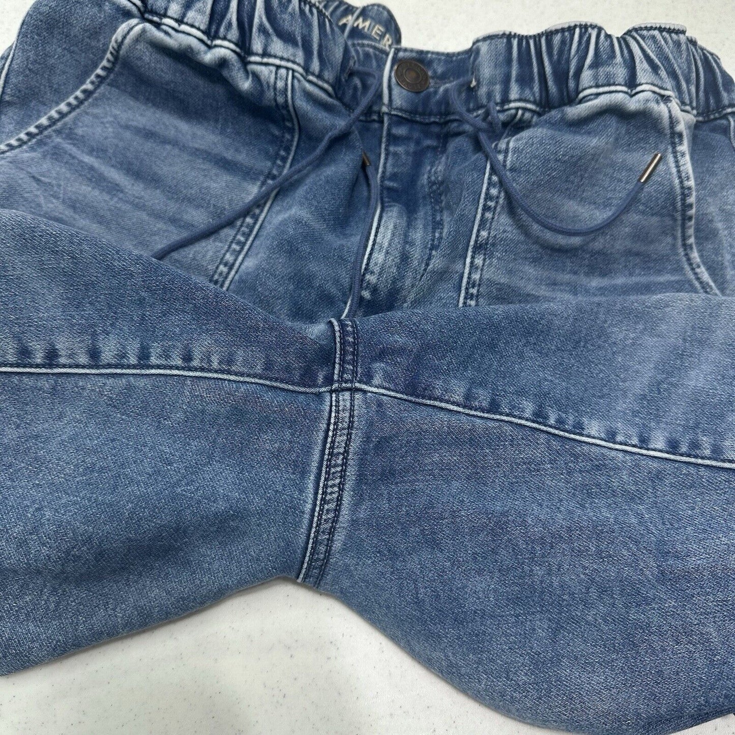 American Eagle Jeans 14 Jogger Next Level Stretch Blue Denim Comfy Cozy EUC