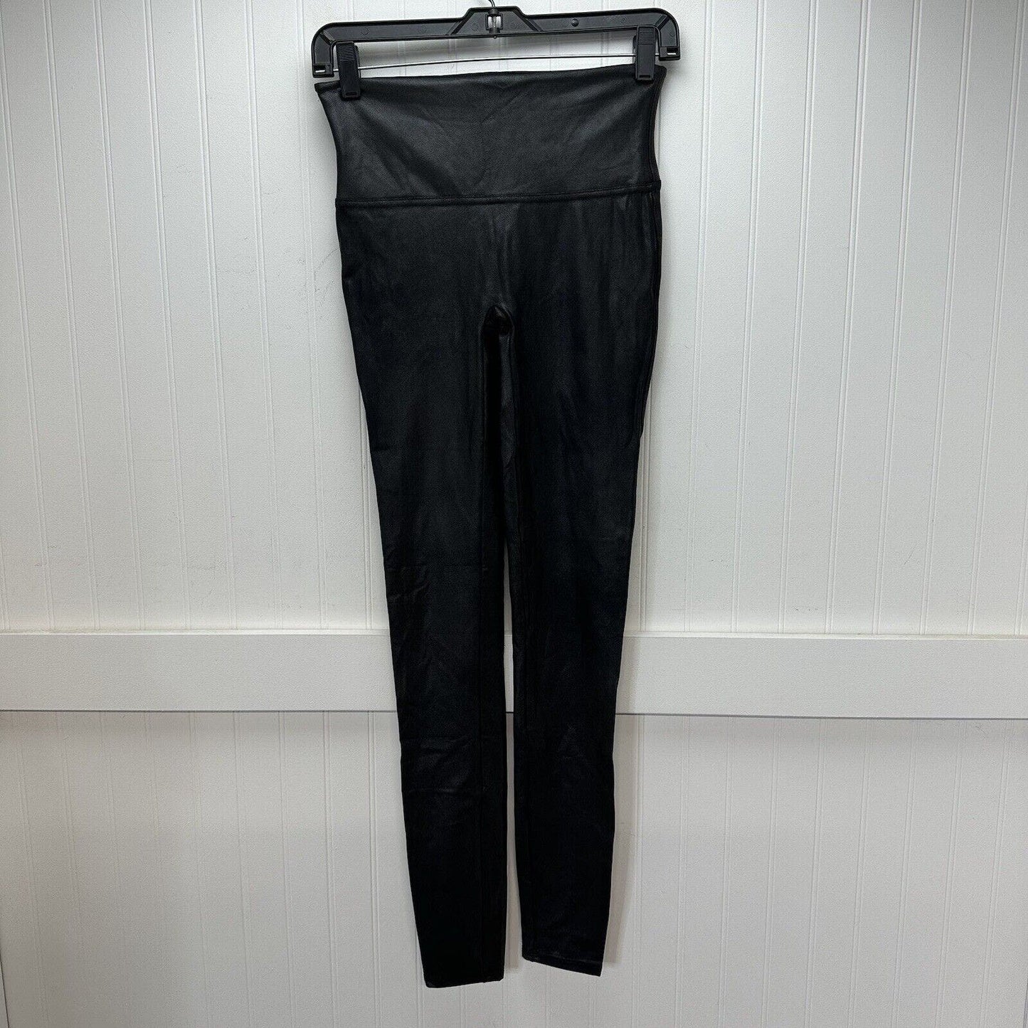 Spanx Leggings Womens Medium Tall Faux Leather Black Pull On Pants Slimming EUC