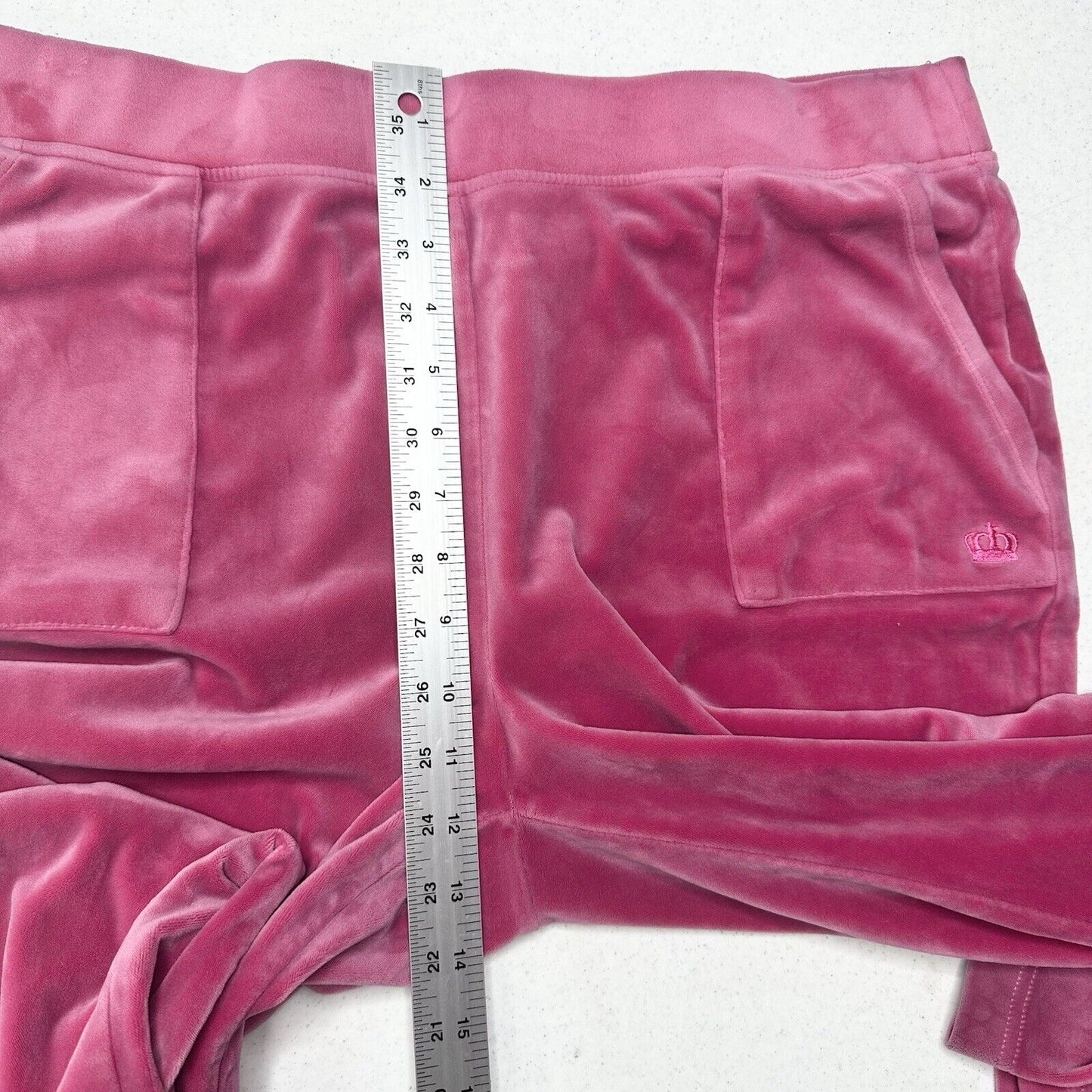 Juicy Couture Velour Pants XL Pink Wide Leg Pull On Lounge Y2K Barbie Girly