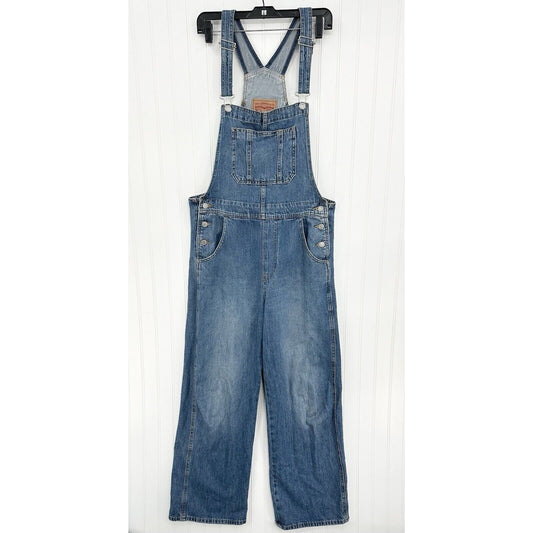 Levis Overalls Womens Large Wide Straight Leg Blue Denim Bibs 90s Y2K *Flaw