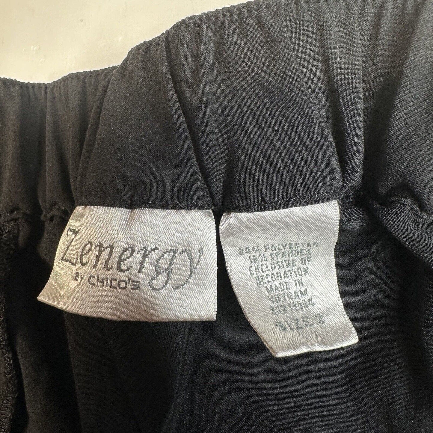 Chicos Pants 2 Womens 12 Large Black Zenergy Wide Leg Lightweight Travel Minimal