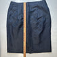 Lafayette 148 Skirt Women 12 Navy Blue Pencil Knee Length Back Slit Acetate/Silk