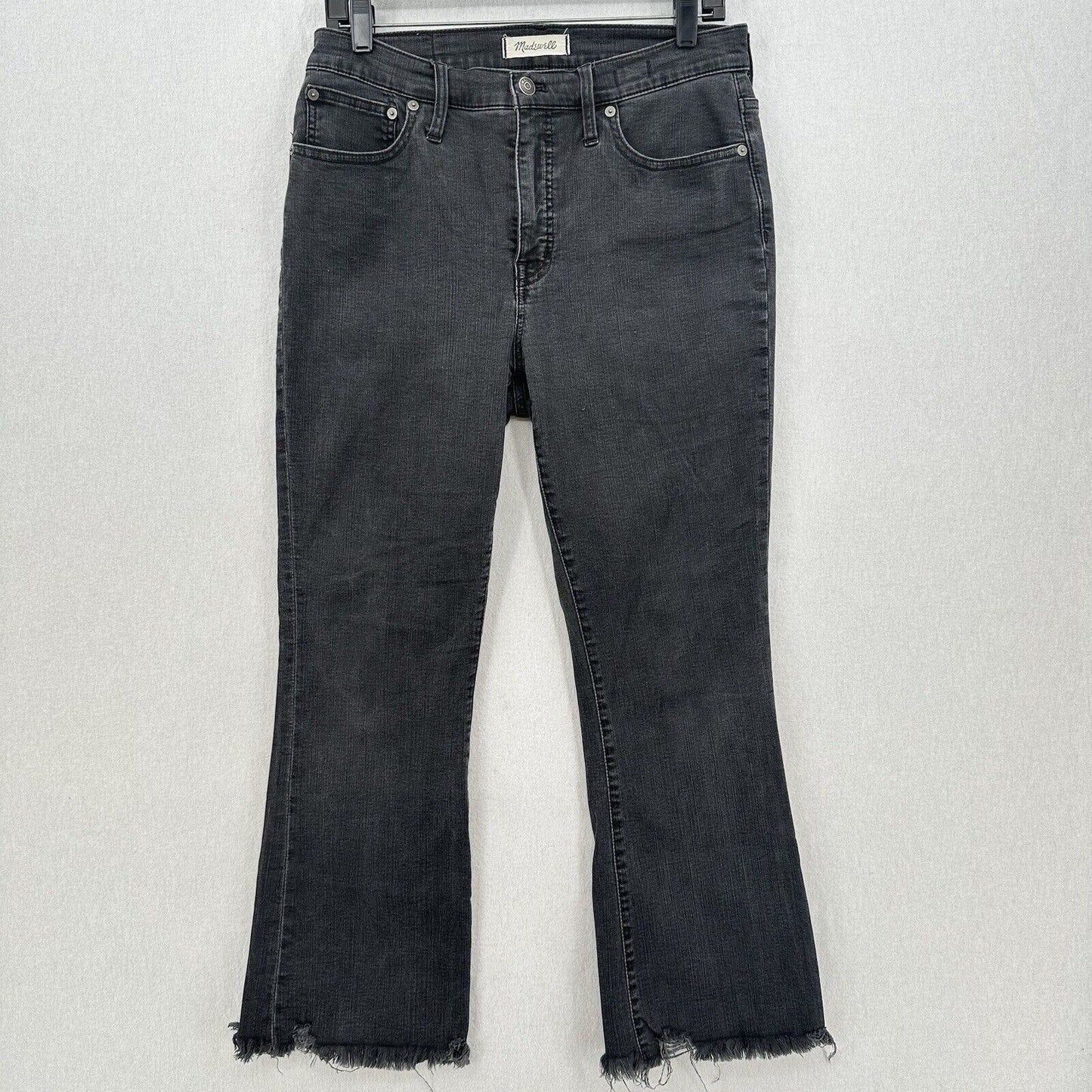 Madewell Jeans Womens 29 Cali Demi Boot Cut Faded Black Denim Fray Western Boho