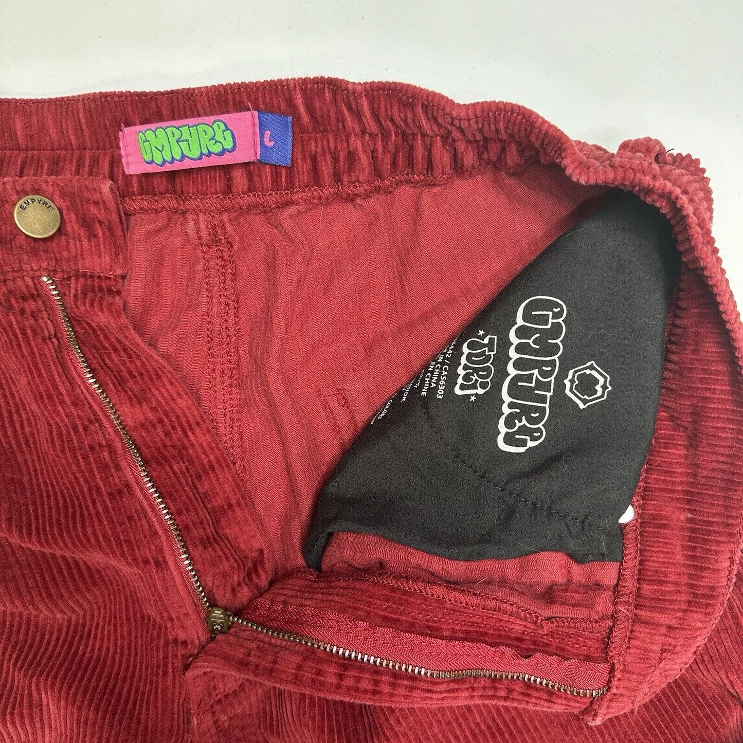 Empyre Jeans Womens Large 12 Corduroy Tori Baggy Straight Red Preppy Skater