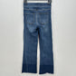 Spanx Jeans Womens Small Cropped Flare High Rise Pull On Stretch Denim Fray EUC