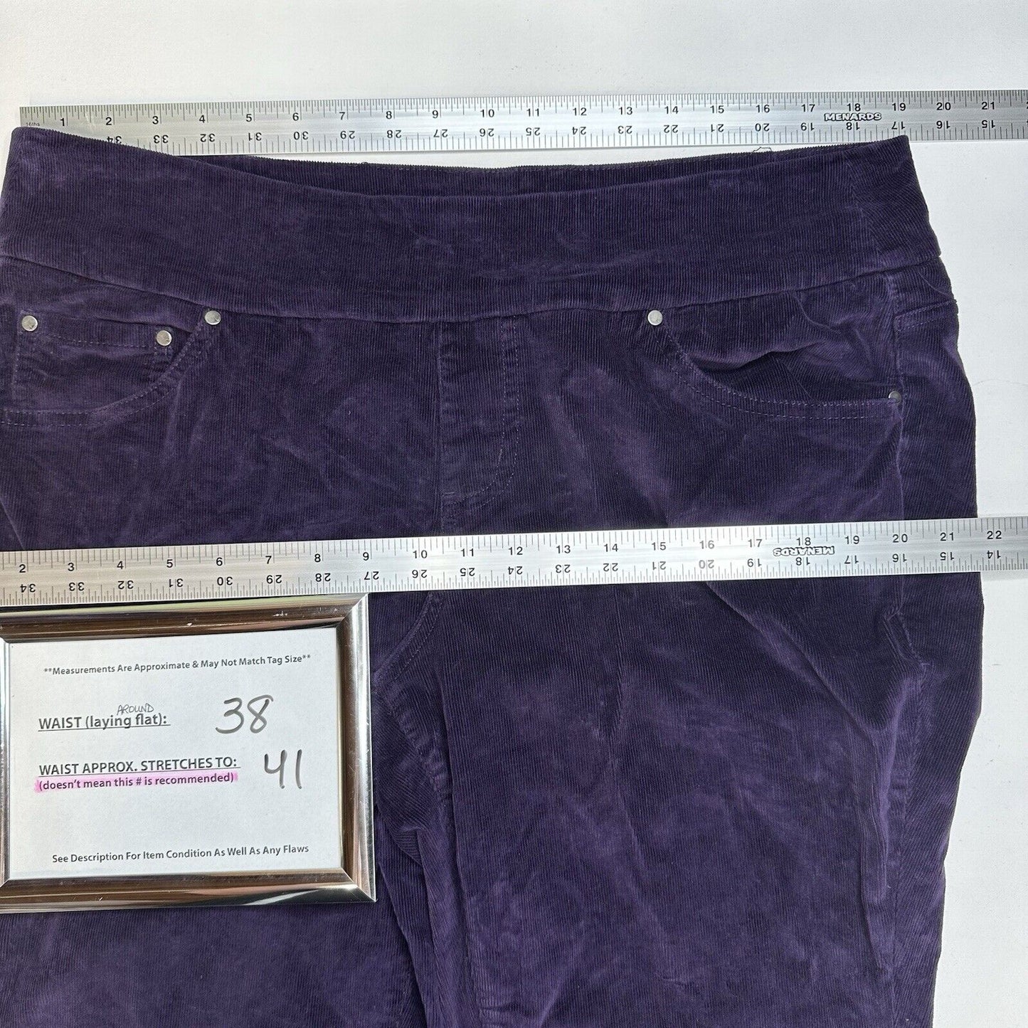 Jag Jeans Womens 14W Corduroy Straight Purple Preppy Pull On *See Measurements