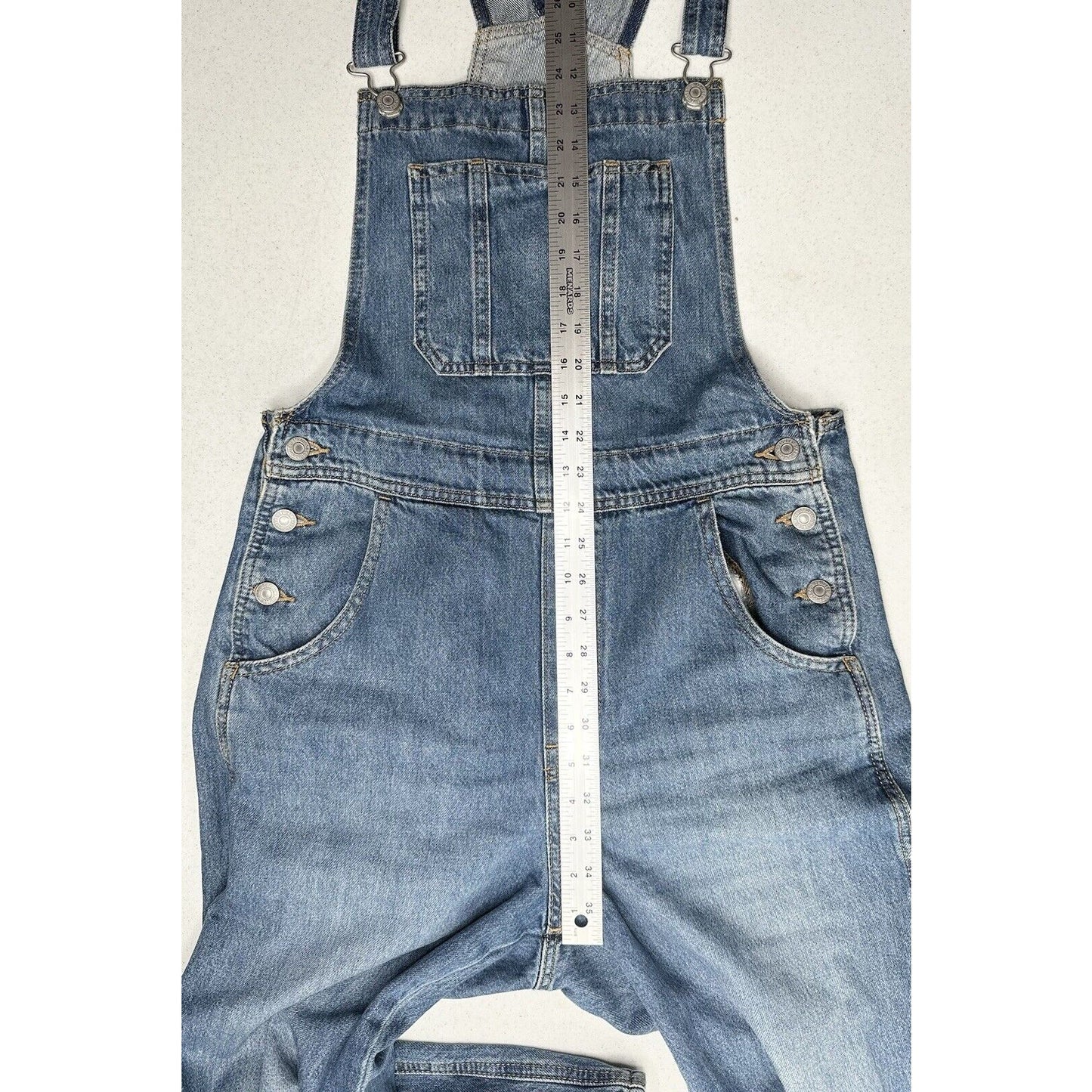 Levis Overalls Womens Large Wide Straight Leg Blue Denim Bibs 90s Y2K *Flaw