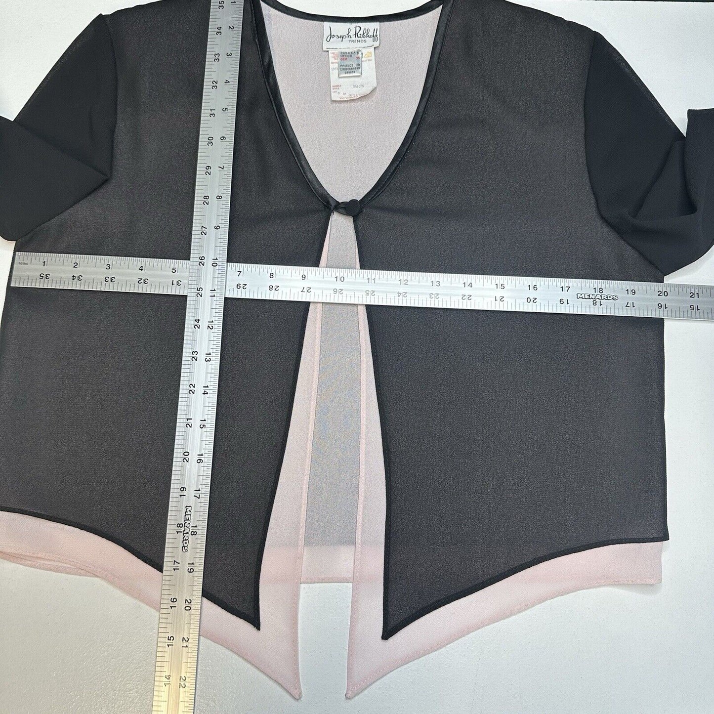 Joseph Ribkoff Top Women 8 Black Pink Sheer Layer Overlay Cover OldMoney Y2K EUC