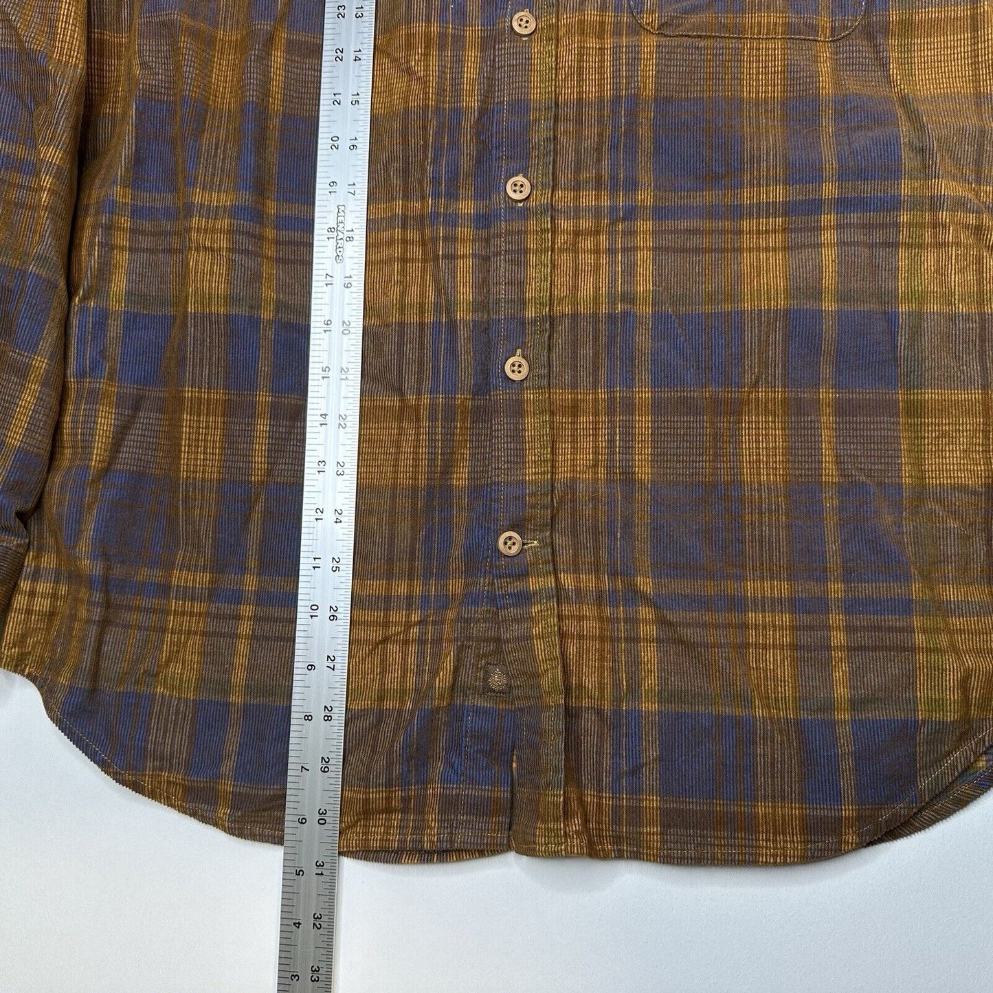 Territory Ahead Shirt Men Medium Button Corduroy Rust Brown Plaid Western Cowboy