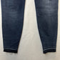 Spanx Jeans Womens Medium Ankle Skinny Blue Pull On Denim Distressed Fray EUC