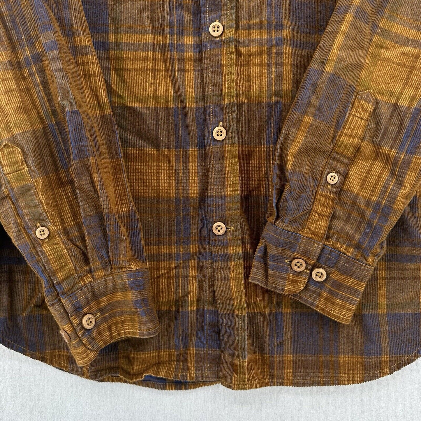 Territory Ahead Shirt Men Medium Button Corduroy Rust Brown Plaid Western Cowboy