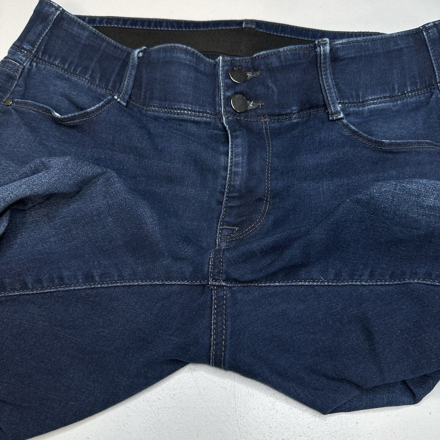 Apt 9 Jeans Womens 14 Petite Ankle Tummy Control Blue Stretch Cuffed Denim EUC