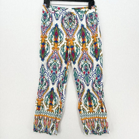 Christian Siriano Pants Womens Medium Straight Leg Pull On Tribal Aztec Beach