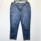 Chicos Jeans 3 US 16 So Slimming Girlfriend Slim Ankle Stretch Blue Denim Pearls