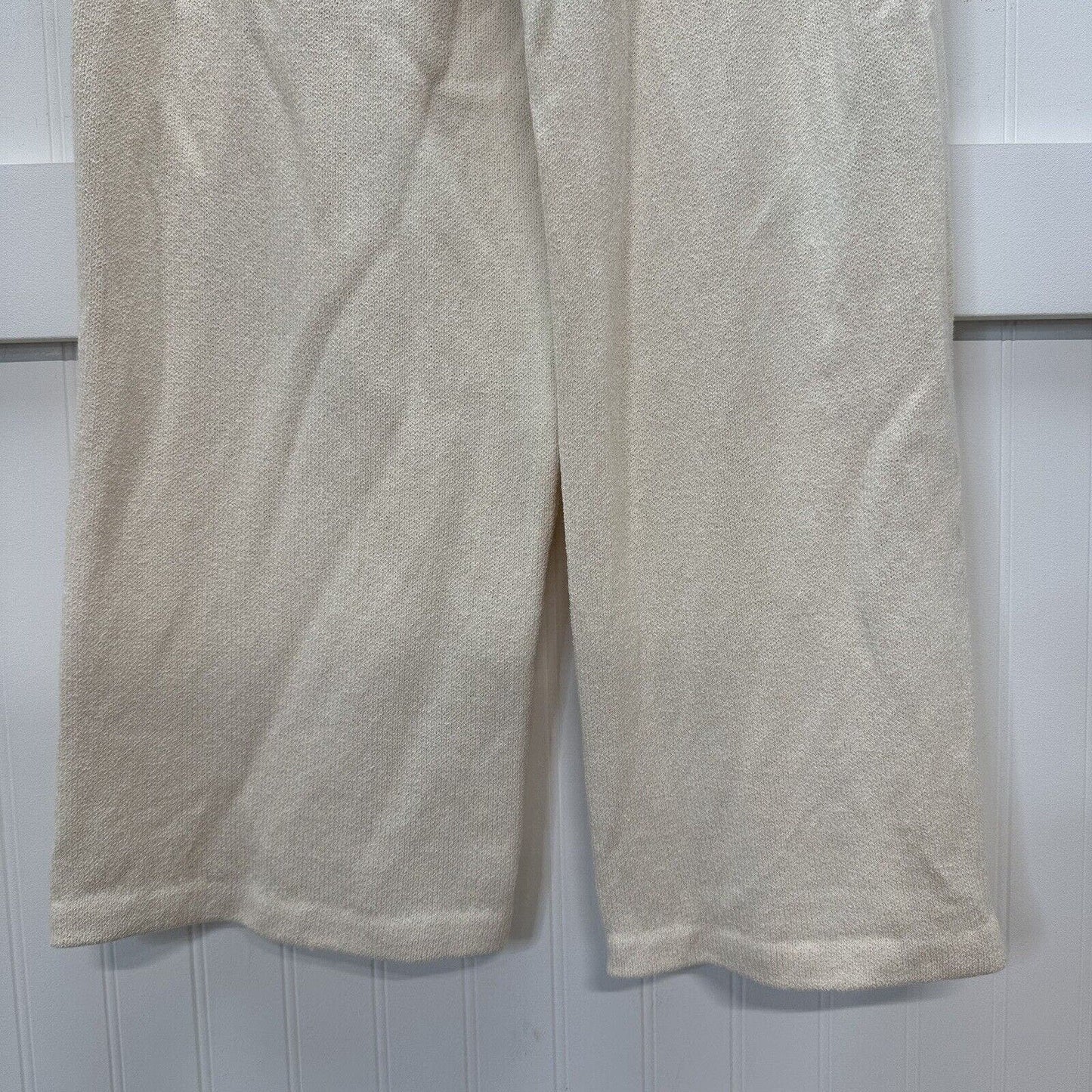 St John Pants Womens 14 Santana Knit Wide Crop Beige Wool Blend Pull On Minimal