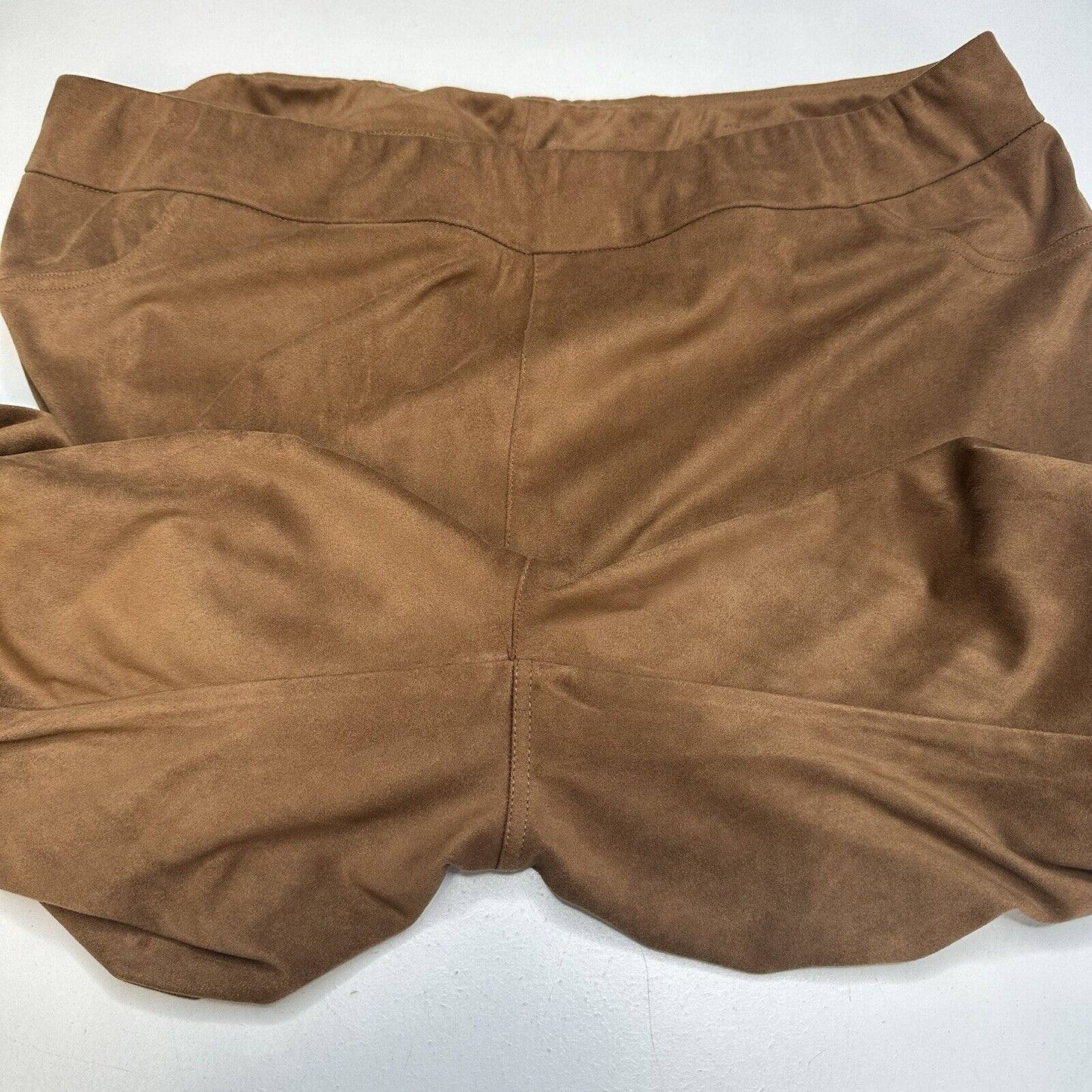 Soft Surroundings Pants Womens Large Petite Flared Crop Faux Suede Brown EUC