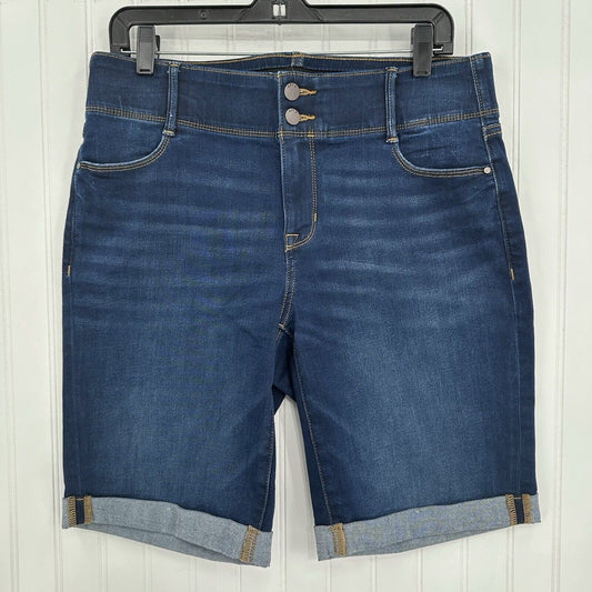 Apt 9 Shorts Womens 12 Bermuda Tummy Control Blue Jean Dark Denim Cuffed EUC