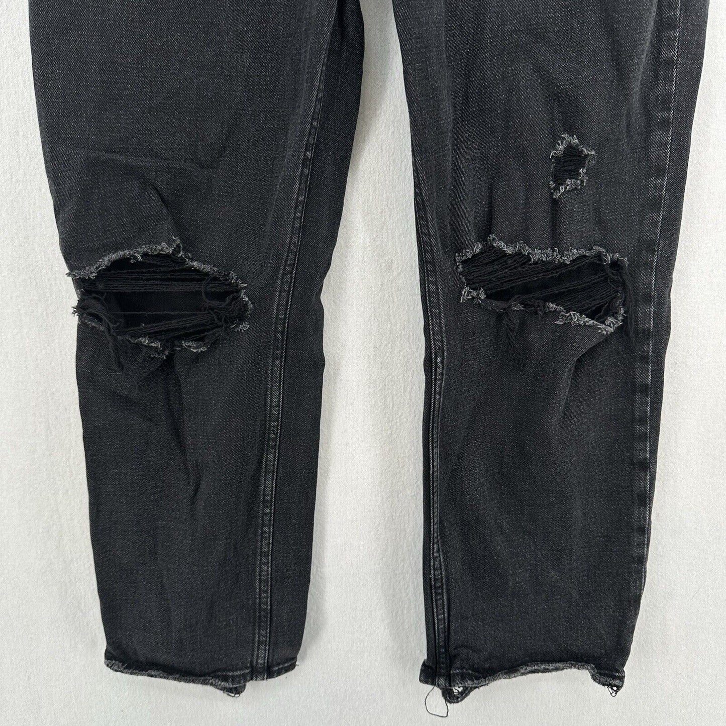 Abercrombie Fitch Jean 30 10 Ankle Straight Ultra High Rise Curve Black Distress