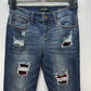 Judy Blue Jeans 5 27 Skinny Blue Stretch Denim Red Buffalo Plaid Patch Distress