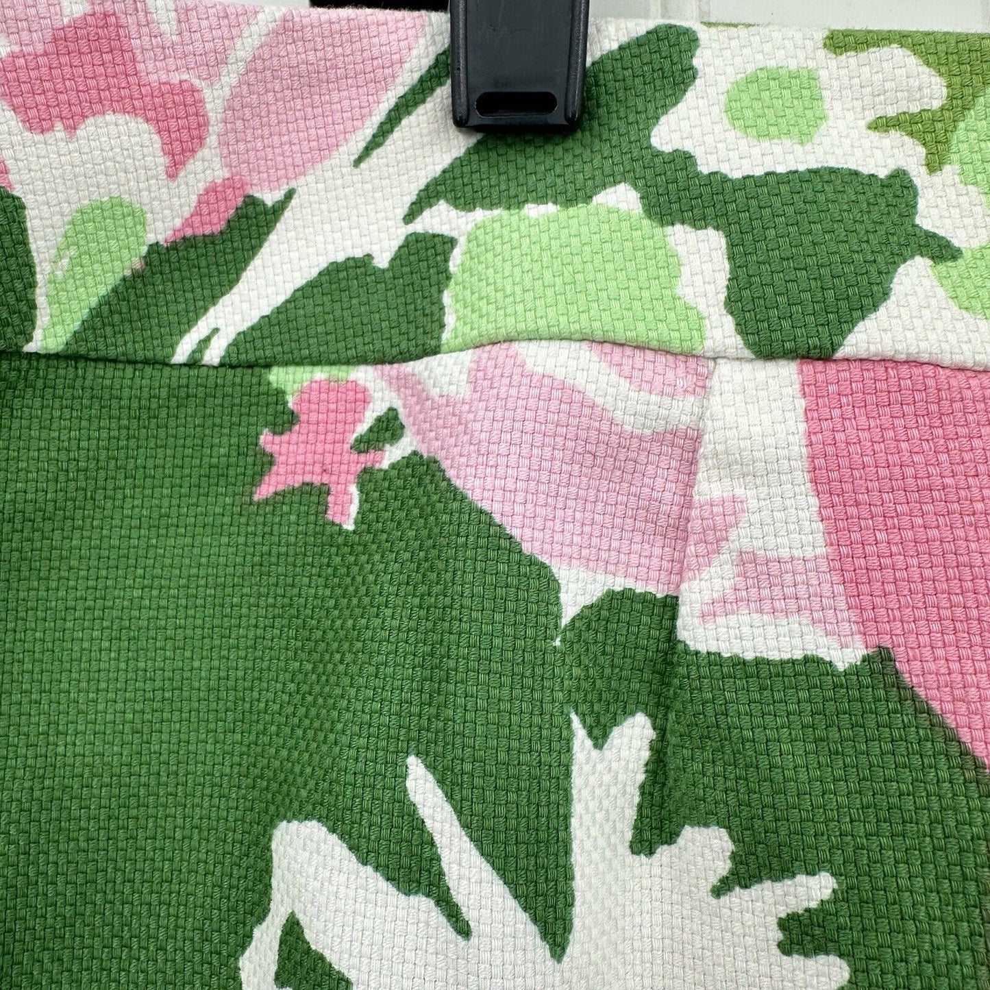 Talbots Skirt Womens 18W Green Pink Floral Lined Career Coastal Woven Cotton