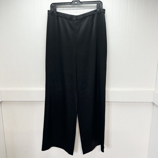 St John Pants Women 12 Caviar Kate Satin Wide Leg Black High Rise Side Zip Dress