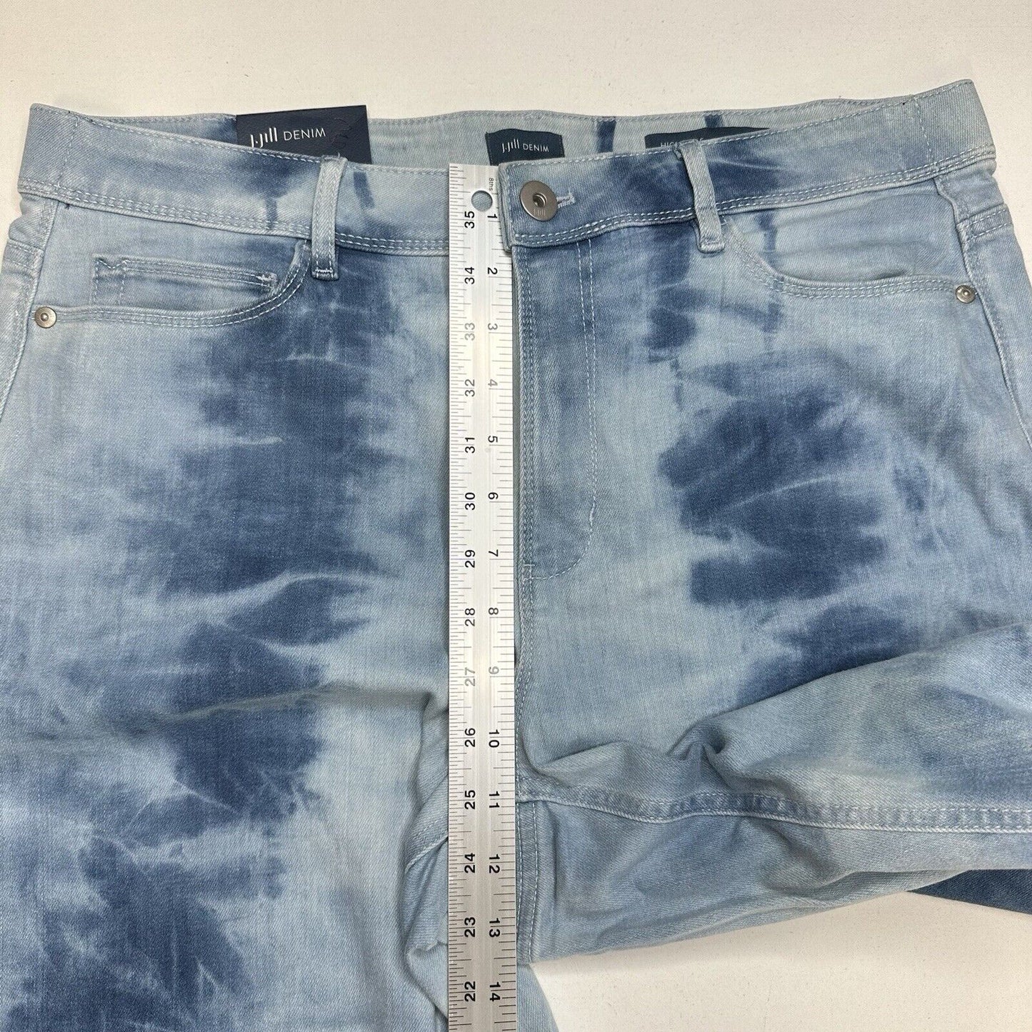 J Jill Jeans Womens 16 High Rise Cropped Tie Dye Island Blue Denim Coastal NEW