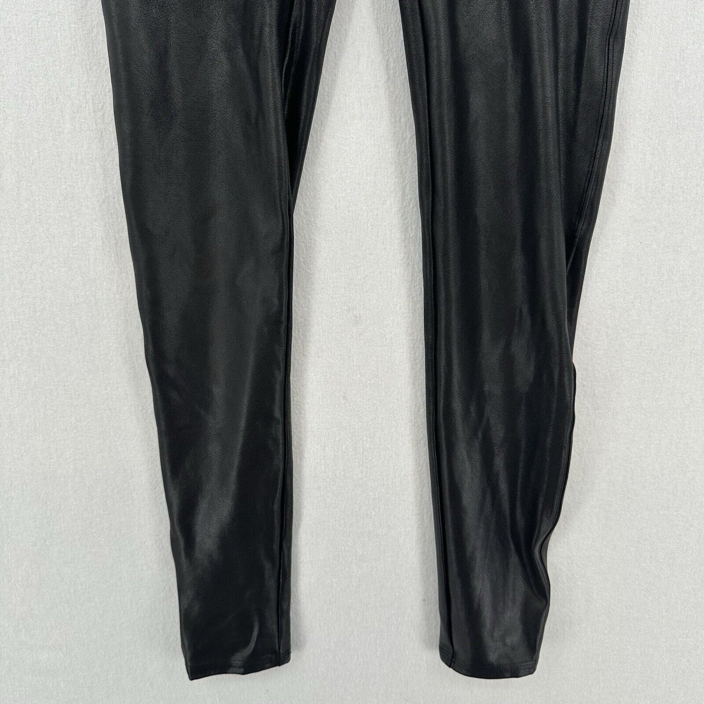 Spanx Leggings Womens Large Faux Leather Black Pull On Pants Slimming EUC