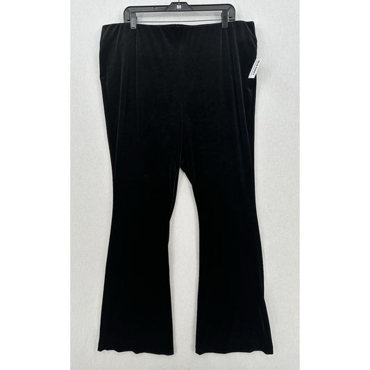 Old Navy Velvet Pants Women 2X High Rise Flare Black Pull On Witch Boho Goth NEW