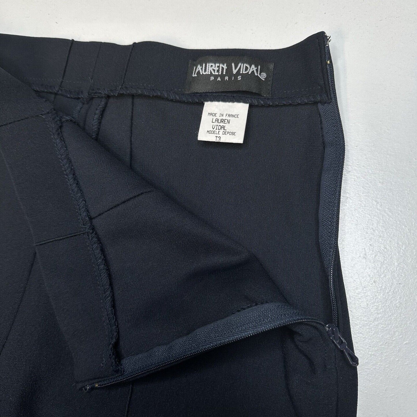 Lauren Vidal Paris Pants 6 Small High Rise Slim Miracle Navy Minimal Career EUC